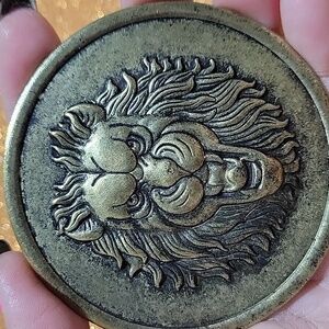 Vintage Large Lion Head Metal Brooch